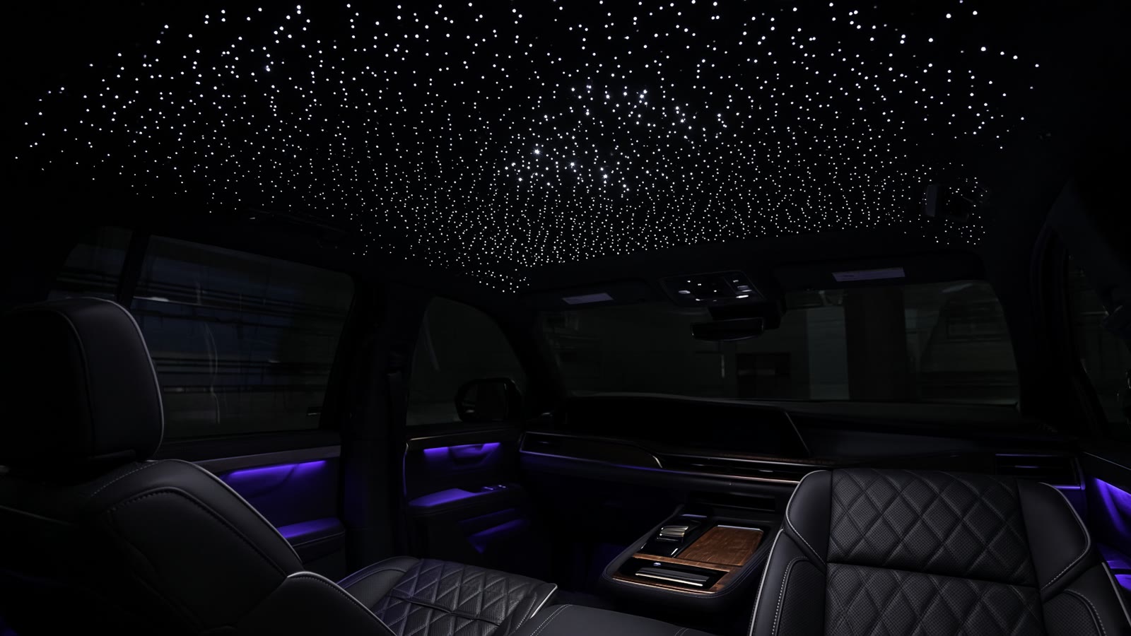 Black Cadillac Escalade with starlight headliner in Chicago
