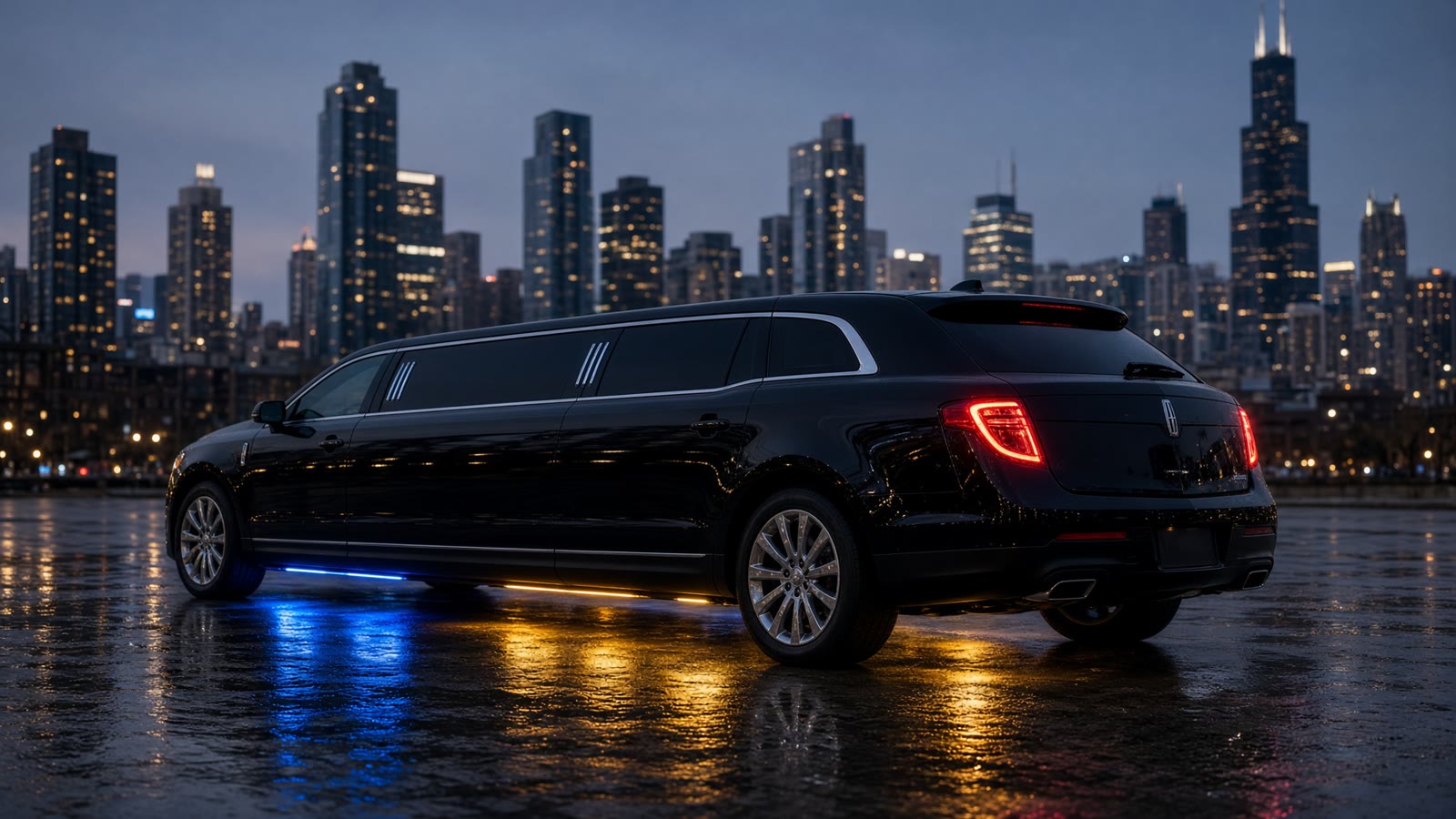 Black stretch limousine