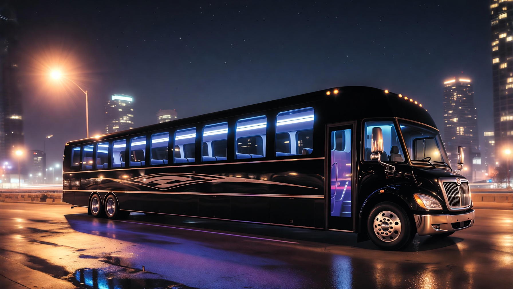 Black party bus for Chicago night-out groups over 14