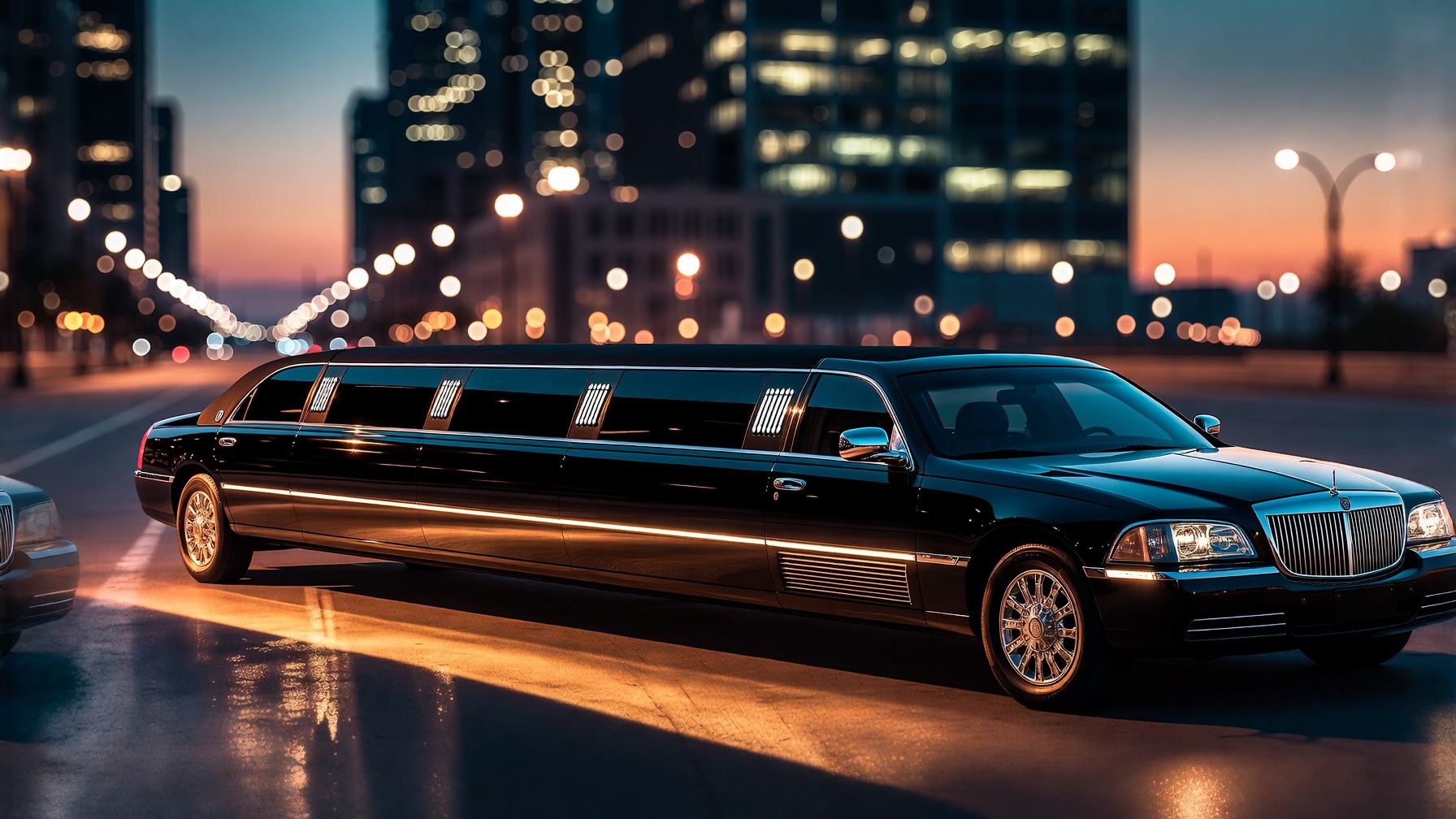 Black stretch limousine for Chicago wedding and prom arrivals