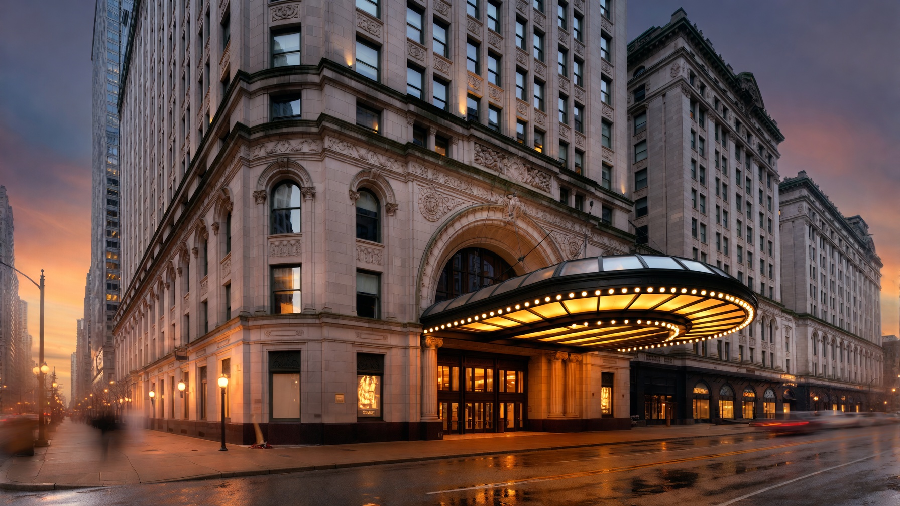 Black coach at a Gold Coast Chicago hotel
