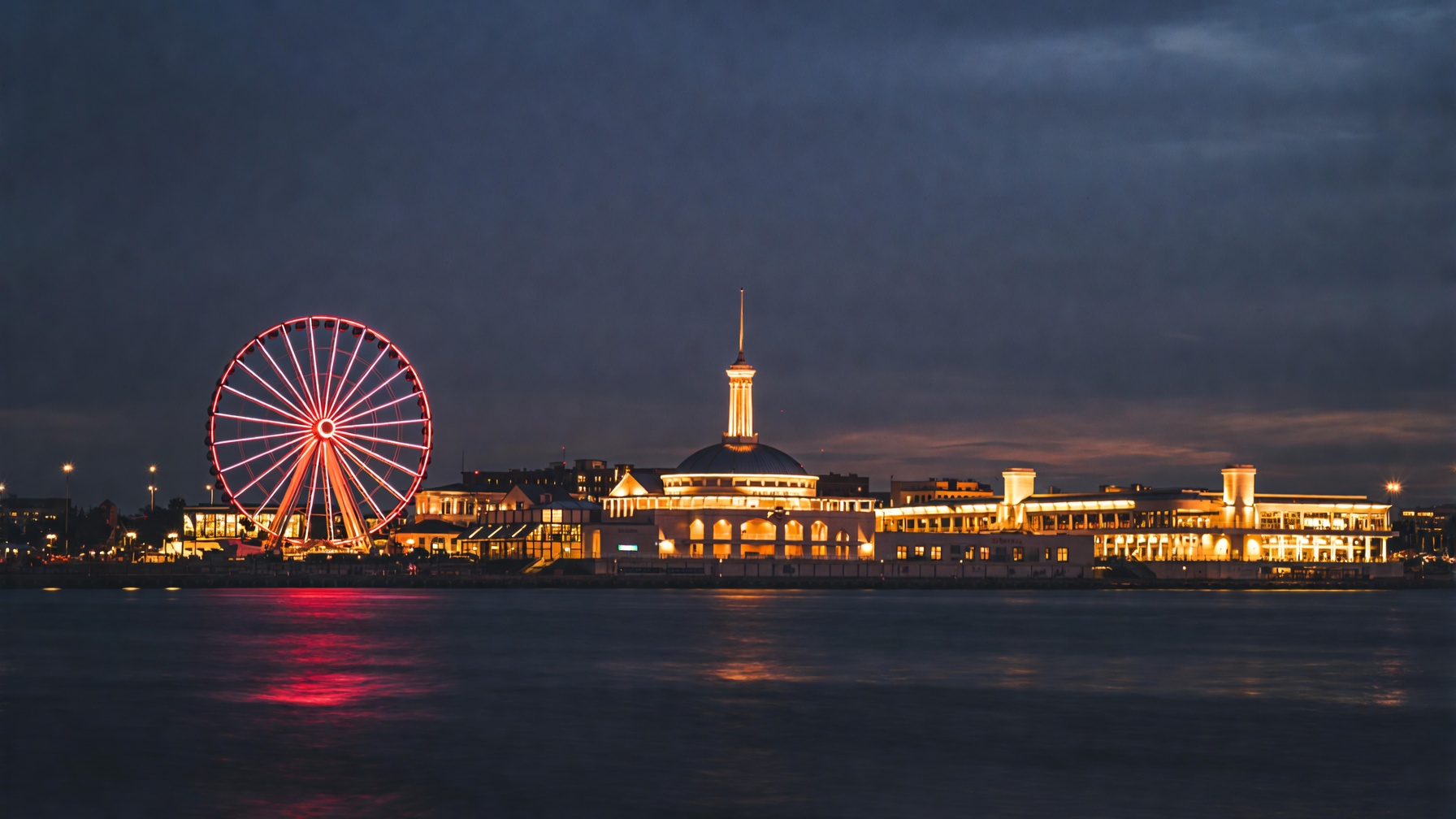 Navy Pier Chicago at dusk